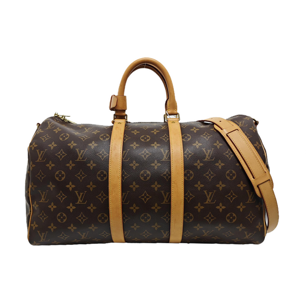 KEEPALL 45 Monogram Coated Canvas Brown