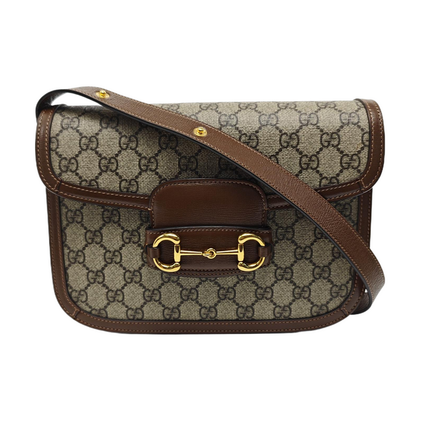 Horsebit 1955 Medium Monogram Coated Canvas Beige