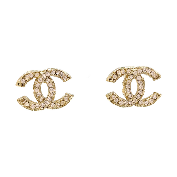 CC Logo Metal Gold Stud Earrings