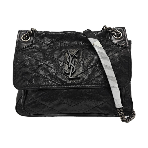 NIKI Medium Chevron Calfskin Black