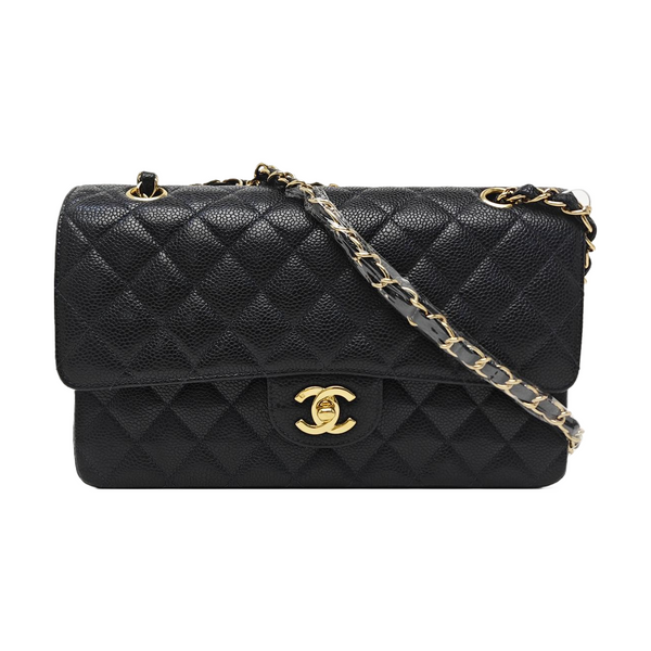 CLASSIC FLAP Medium Quilted Grained Calfskin Black