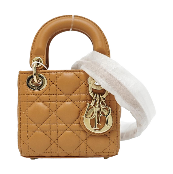 Lady Dior Super Mini Cannage Lambskin Brown