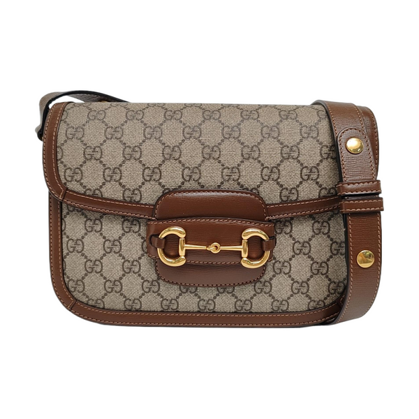 Horsebit 1955 Medium Monogram Coated Canvas Beige
