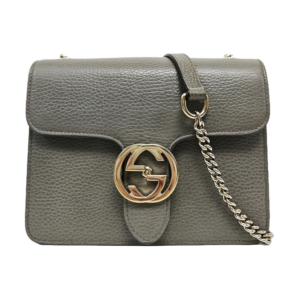 Interlocking G Small Calfskin Gray