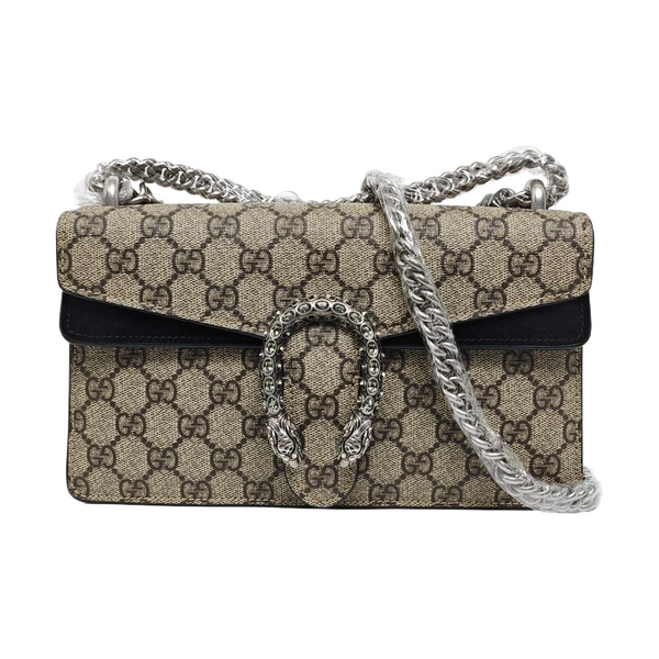 Dionysus Small Monogram Coated Canvas Beige