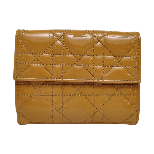 Cannage Patent Leather Clutch Yellow