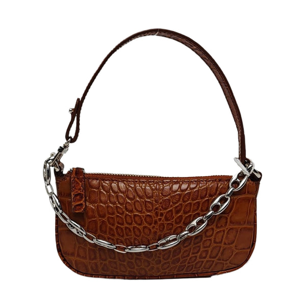 Calfskin Top Handle Bag Brown