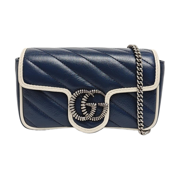 GG Marmont Super Mini Quilted Calfskin Blue