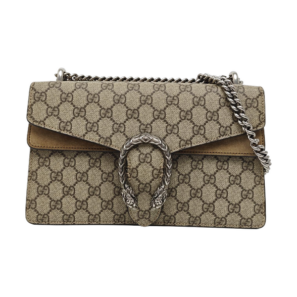 Dionysus Small Monogram Coated Canvas Beige