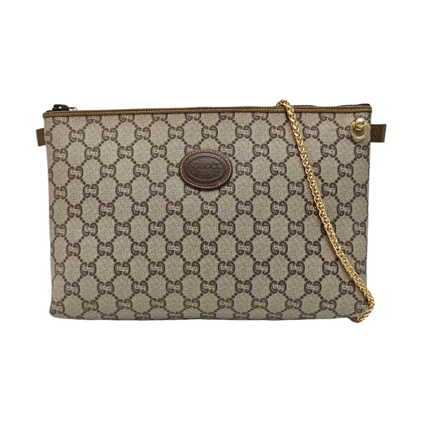 Monogram Coated Canvas Clutch Beige