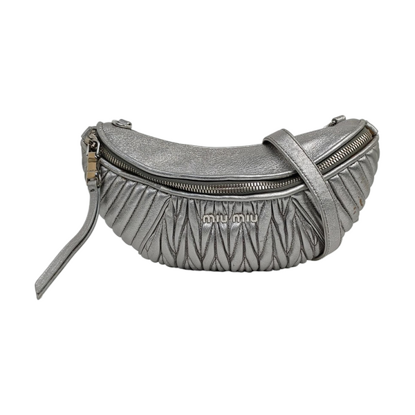 Two-Tone Waist Bag Quilted Lambskin Silver