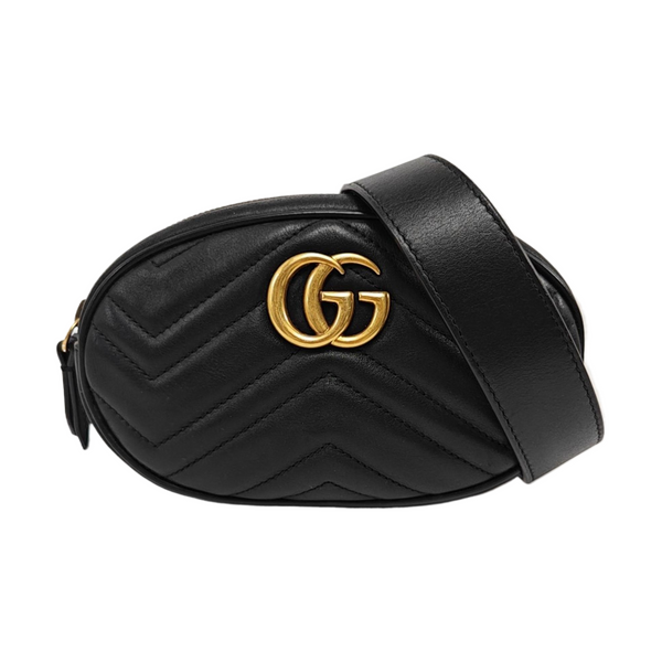 Authenticated pre-owned GG Marmont Quilted Calfskin Black - Belt Bag at Looply