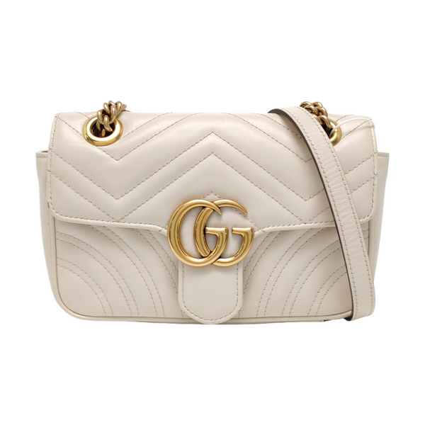 GG Marmont Small Quilted Calfskin White