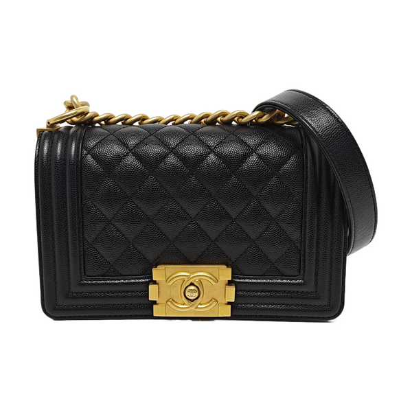 BOY CHANEL Small Quilted Grained Calfskin Black