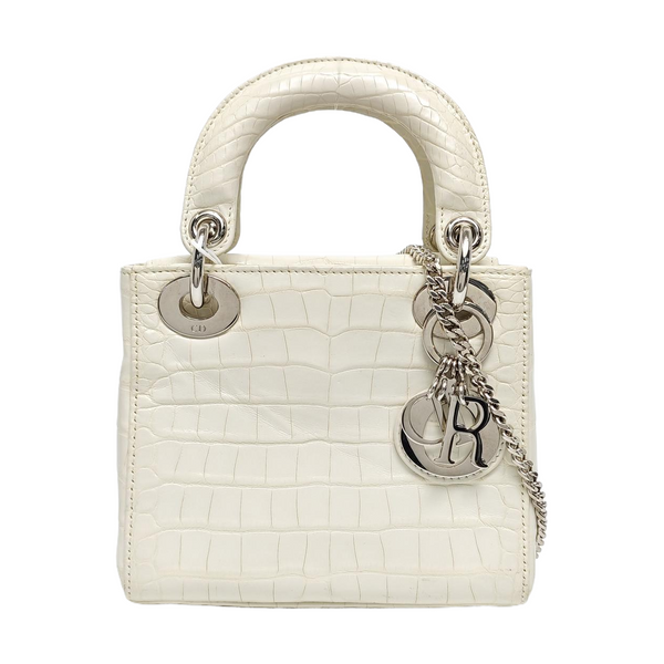 Lady Dior Mini Crocodile White