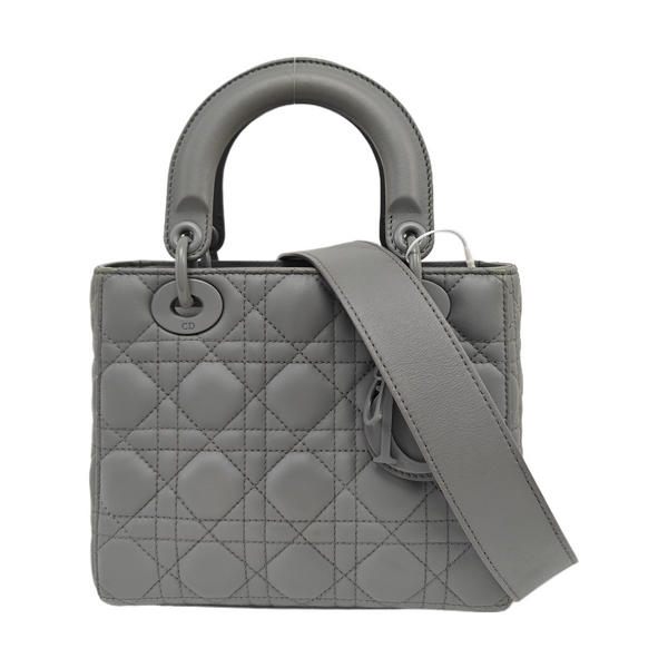 Authenticated pre-owned Lady Dior Small Quilted Lambskin Grey - Tote Bag at Looply