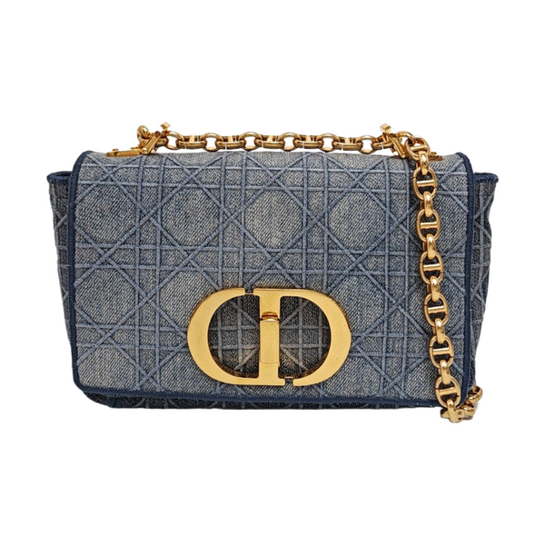 Dior Caro Small Cannage Denim Blue