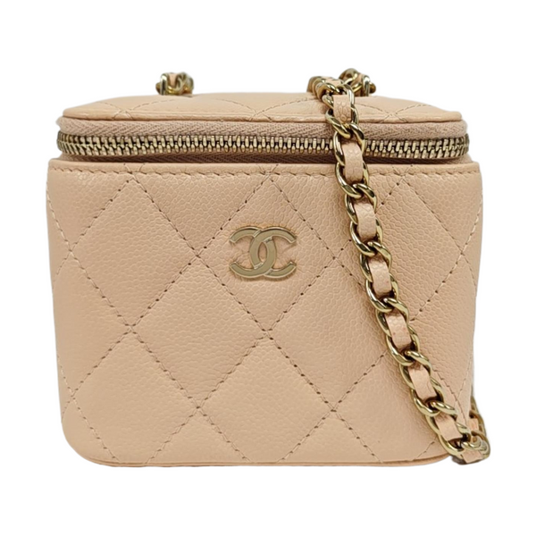 VANITY CASE Mini Grained Calfskin Beige
