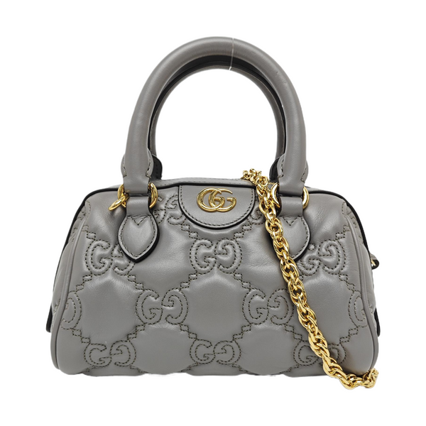 GG Matelassé Mini Monogram Calfskin Gray