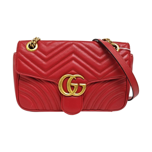 GG Marmont Medium Quilted Calfskin Red