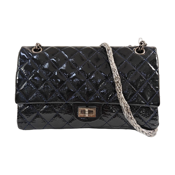 2.55 227 (jumbo) Quilted Patent Leather Blue