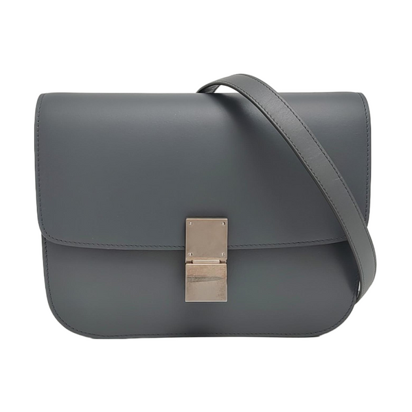 Authenticated pre-owned CLASSIC BOX Medium Calfskin Grey - Shoulder Bag at Looply