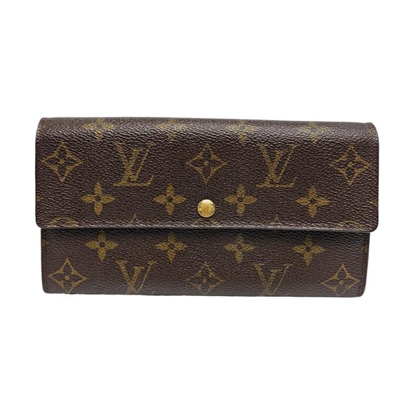 PORTE MONNAIE Monogram Coated Canvas Brown Wallet