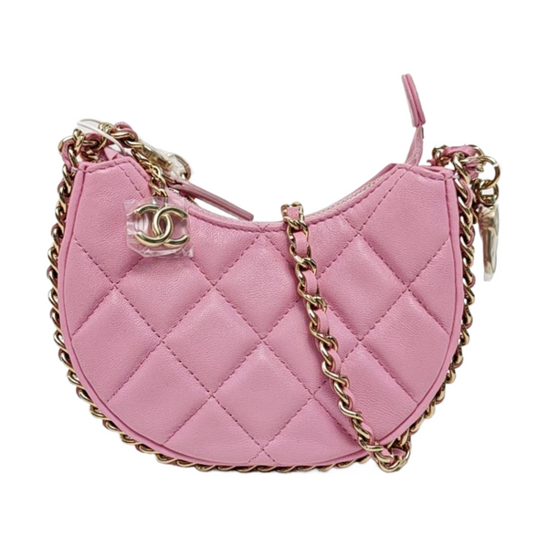 Quilted Lambskin Shoulder Bag Mini Pink