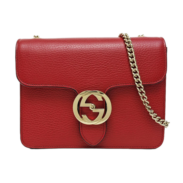 Interlocking G Small Calfskin Red
