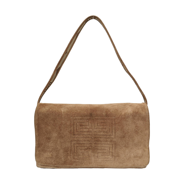 Suede Top Handle Bag Brown