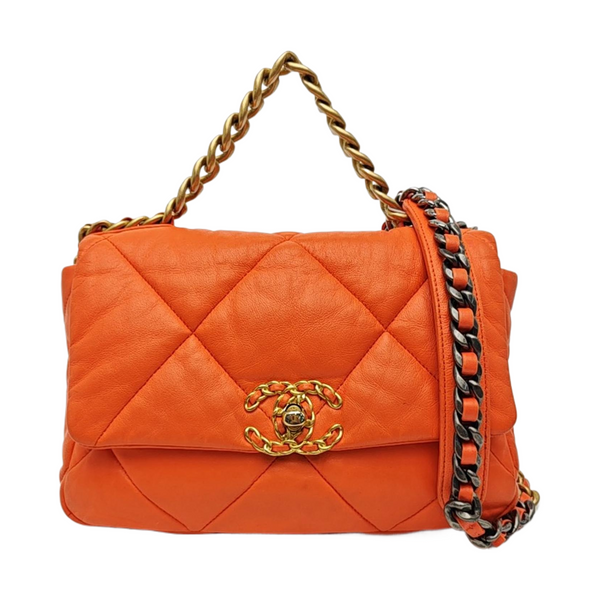 CHANEL 19 Small Quilted Lambskin Orange