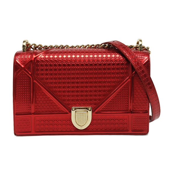 Authenticated pre-owned Diorama Medium Calfskin Red - Crossbody Bag at Looply