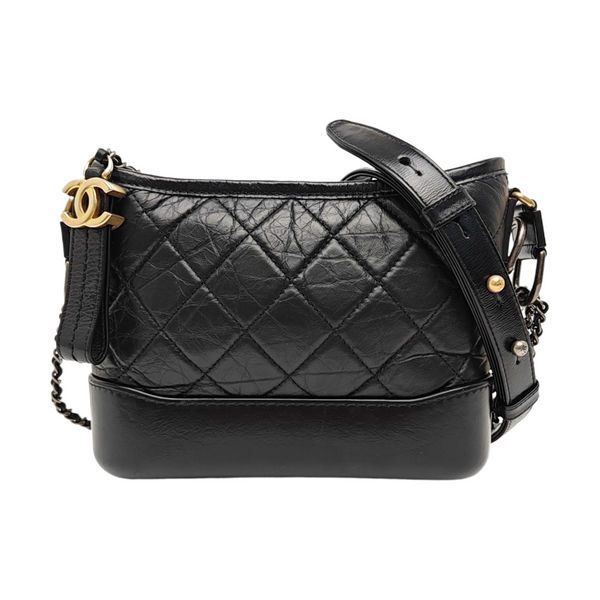 GABRIELLE Small Quilted Vintage Calf Black