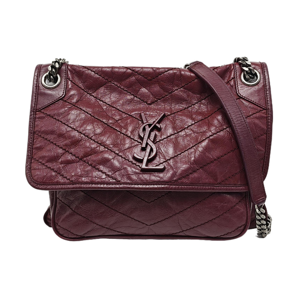 NIKI Medium Chevron Calfskin Red