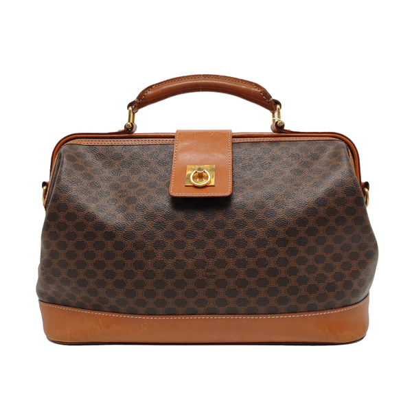 Coated Canvas Top Handle Bag Brown