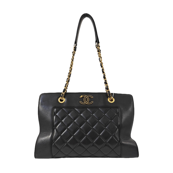 Quilted Lambskin Tote Bag Black