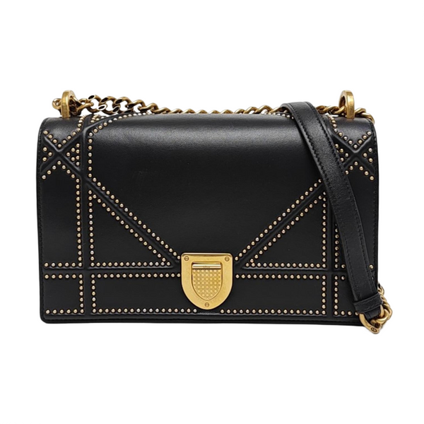 Diorama Medium Cannage Calfskin Black