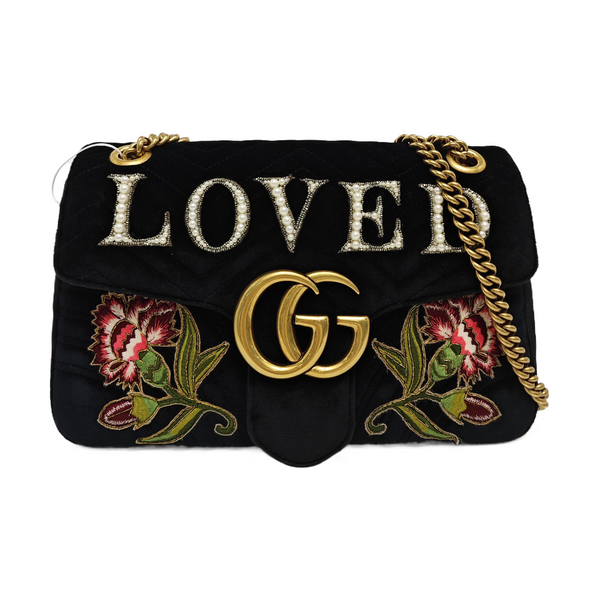 GG Marmont Large Quilted Velvet Black
