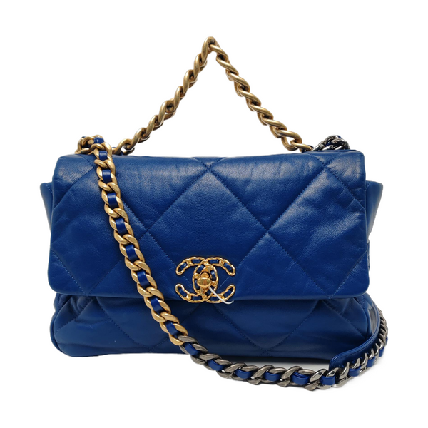 CHANEL 19 Large Quilted Lambskin Blue