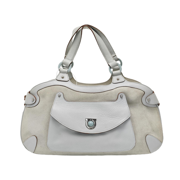 Suede Top Handle Bag Blue
