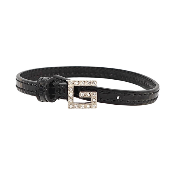 Double G Leather Black Bangle