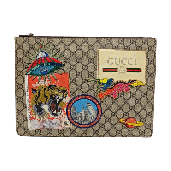 Monogram Coated Canvas Clutch Beige