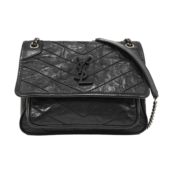 NIKI Small Chevron Calfskin Black