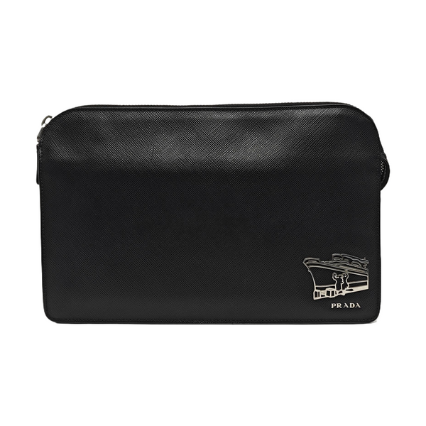 Saffiano Calfskin Clutch Black