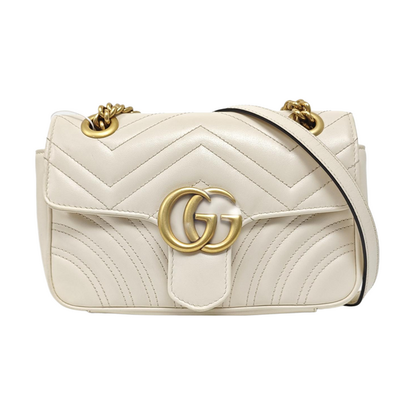GG Marmont Small Quilted Calfskin White