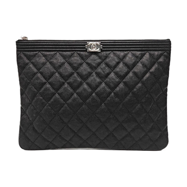 BOY CHANEL Large Quilted Grained Calfskin Black