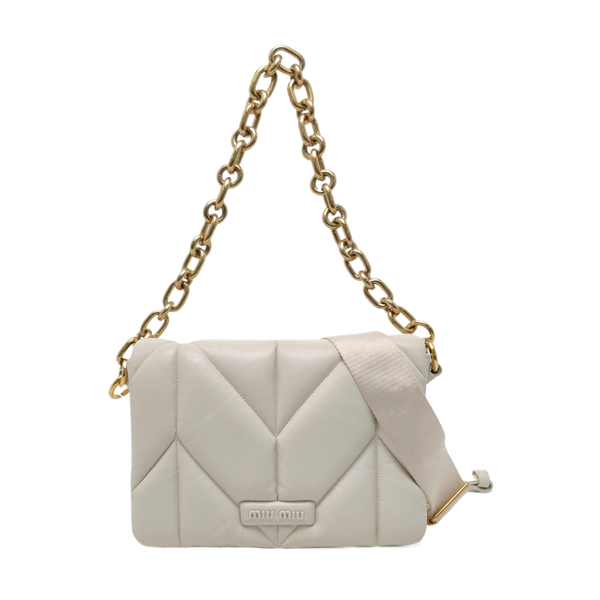 Quilted Lambskin Shoulder Bag White