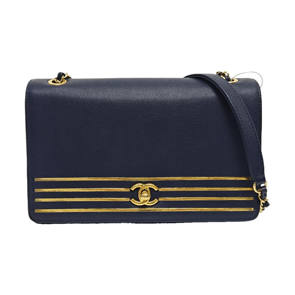 Grained Calfskin Shoulder Bag Blue