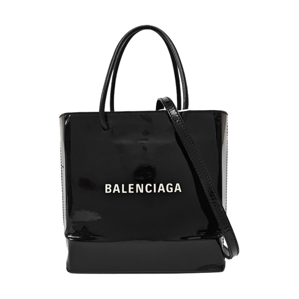 Shopping Bag Super Mini Patent Leather Black