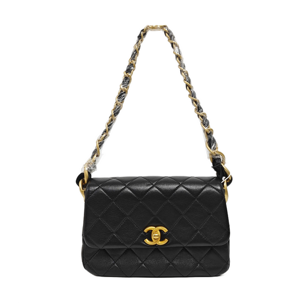 Quilted Lambskin Shoulder Bag Small Black